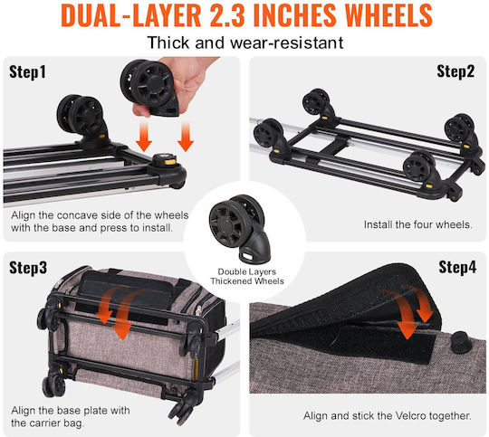 Vevor Small Animal Transport Bag 445x285x290 Mm Max 11 Kg 4 Wheels Aluminum Handle