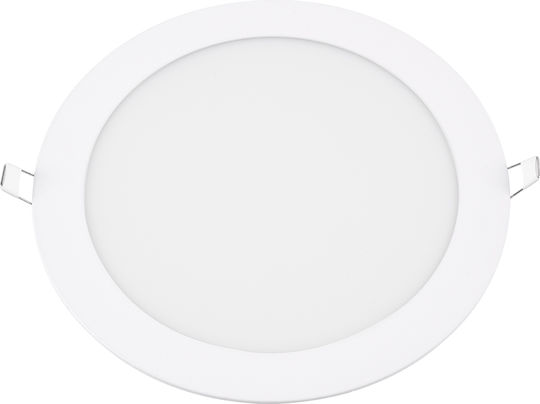 GloboStar Rotund Încastrat Panou LED Putere 20W cu Alb Natural Lumini 22.2x22.2cm.