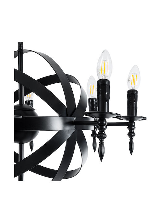 GloboStar Chandelier Candlestick 8xE14 Black 65cm 01003