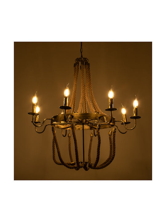 GloboStar Bavarian Πολυέλαιος Ø87cm με Σχοινί Μπρούτζινος GloboStar Bavarian Πολυέλαιος Ø87cm με Σχοινί Μπρούτζινος