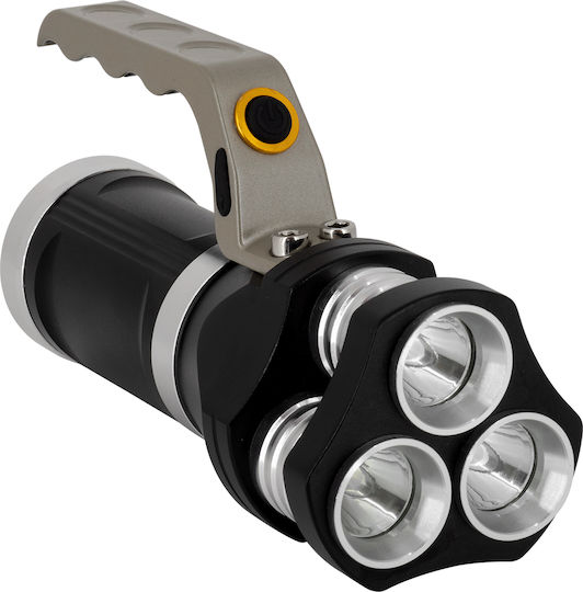 GloboStar Rechargeable Flashlight LED IP65 with Maximum Brightness 3000lm Car & Socket Black