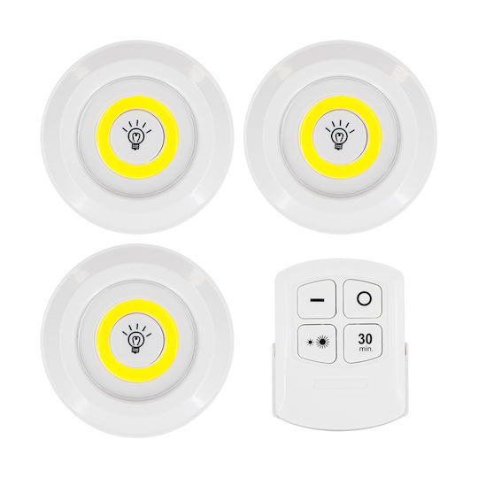 GloboStar Light Spot for Cabinets with Battery Powered, Remote Control and Mounting Sticker 1pcs