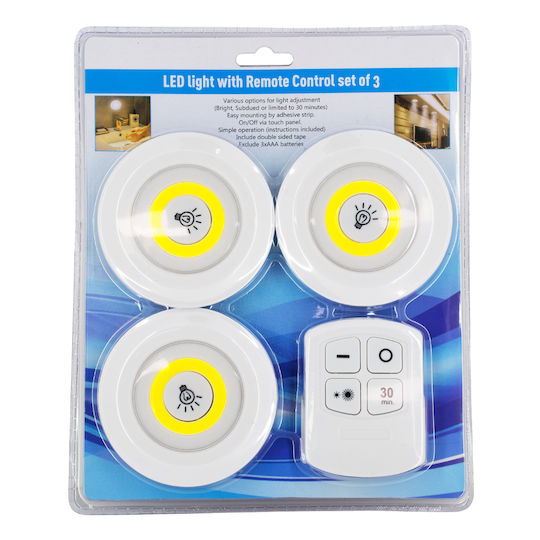 GloboStar Light Spot for Cabinets with Battery Powered, Remote Control and Mounting Sticker 1pcs