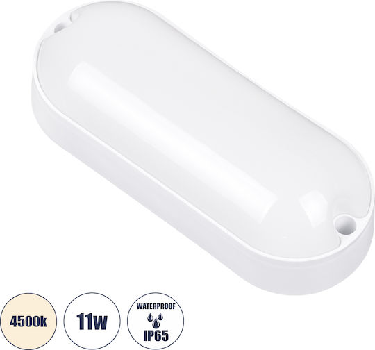 GloboStar Homie Lampă De Tavan Led Încorporat 11W 4500K 17x7x4.5cm Etanșă
