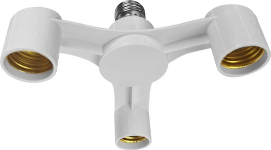 GloboStar 78976 Socket Extension for Socket E27 in White color Set 1pcs from 1xE27 to 3xE27 78976