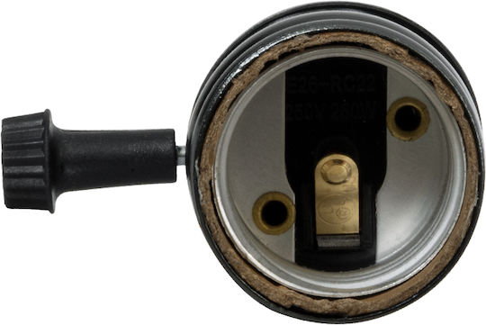 GloboStar Socket Extension for Socket E27 in Black color Set 1pcs 78967