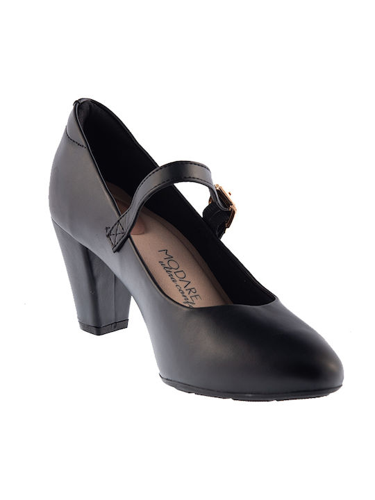Pumps mit Riemchen & Chunky mittelhoher Absatz Schwarz