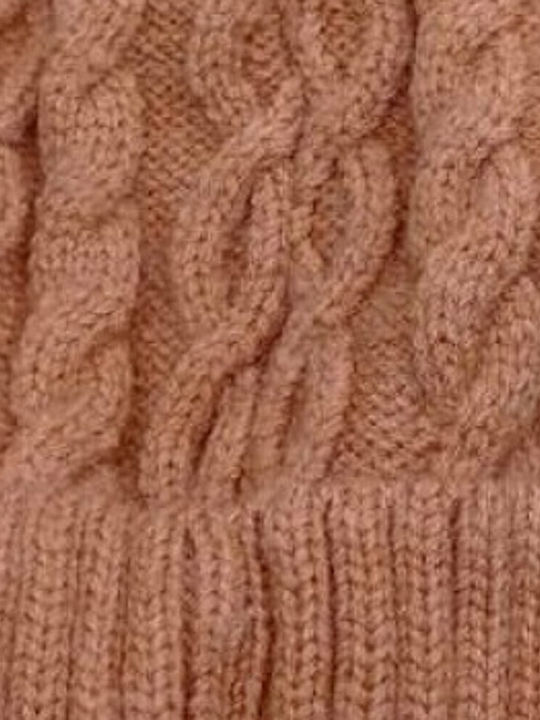 Pom Pom Beanie Frauen Beanie mit Strickmuster in Braun Farbe