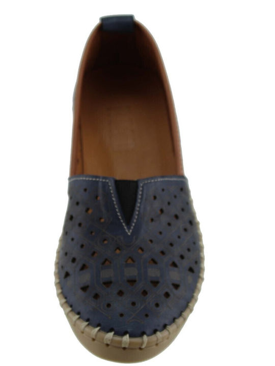 Leder Damen Mokassins in Blau Farbe