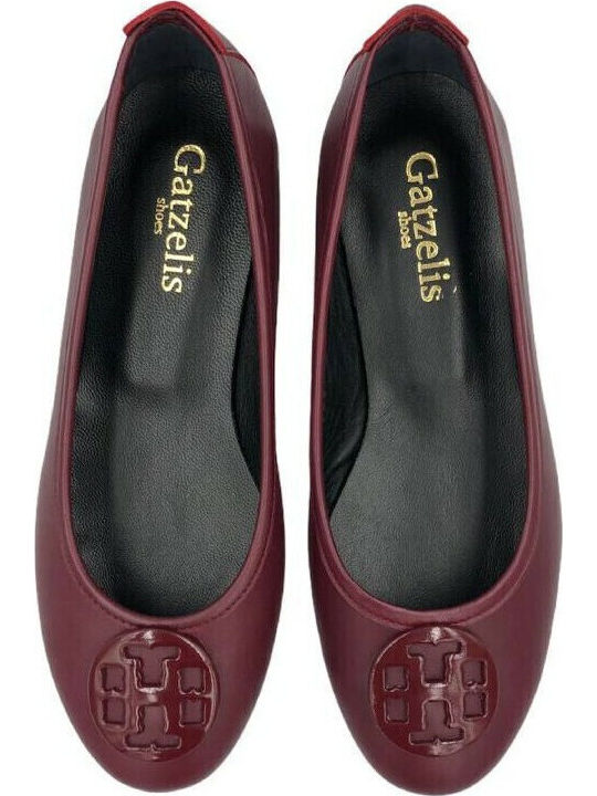 Leather Ballerinas Burgundy