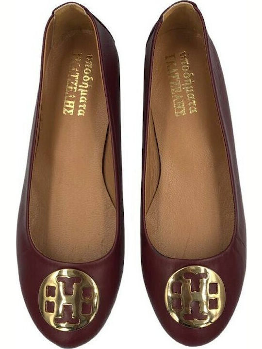Leather Ballerinas Burgundy