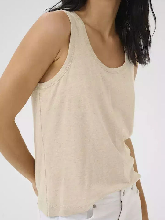 Women's Summer Blouse Linen Sleeveless Oatmeal Melange