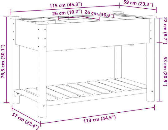 vidaXL Γλάστρα Ξύλινη Μπεζ 115x59x76εκ.