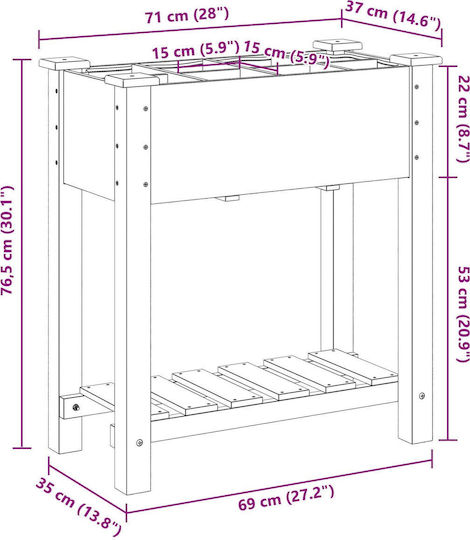 vidaXL Γλάστρα Ξύλινη Μπεζ 71x37x76εκ.