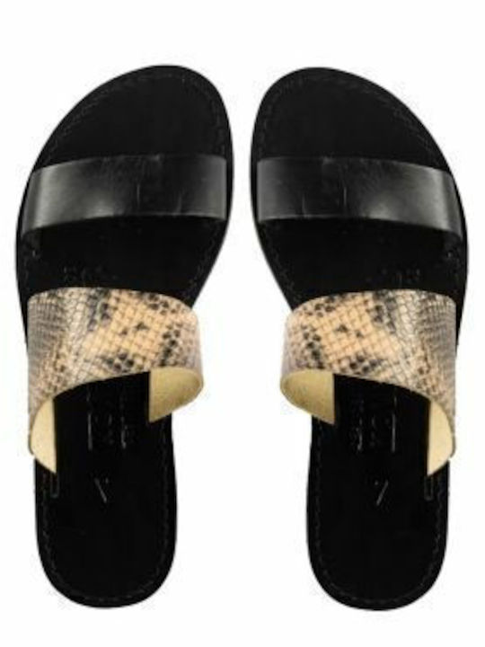Leather Women's Flat Sandals in Brown Color