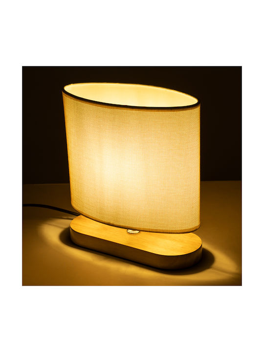 GloboStar Chiara Wood Table Lamp for Socket E27 with Beige Shade and Base