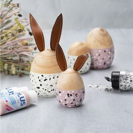 Wooden Egg with Bunny Ears 13x6cm