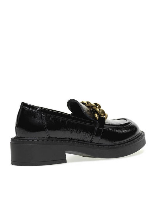 Leather Women's Loafers in Black Color
