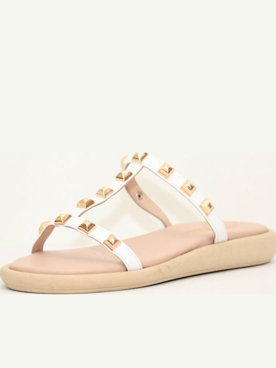 Sandale Casual Damă de Piele Alb
