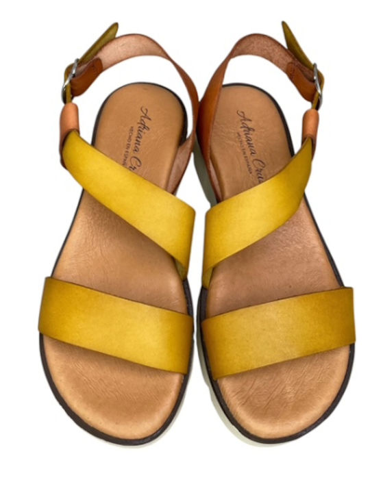Δερμάτινα Γυναικεία Ανατομικά Σανδάλια Flatforms Ταμπά