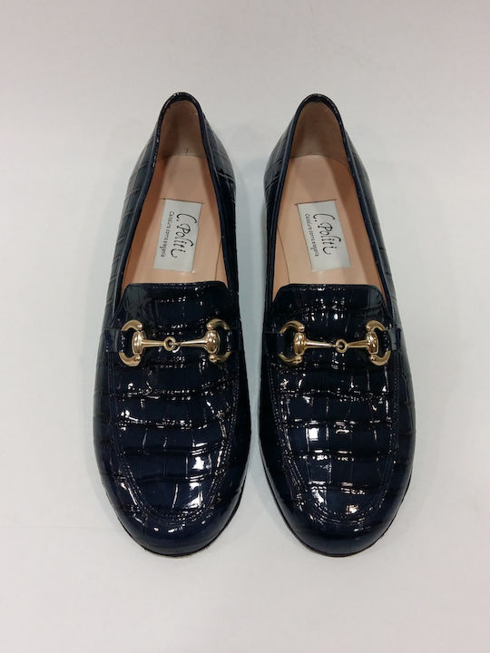 Δερμάτινα Γυναικεία Loafers σε Μπλε Χρώμα