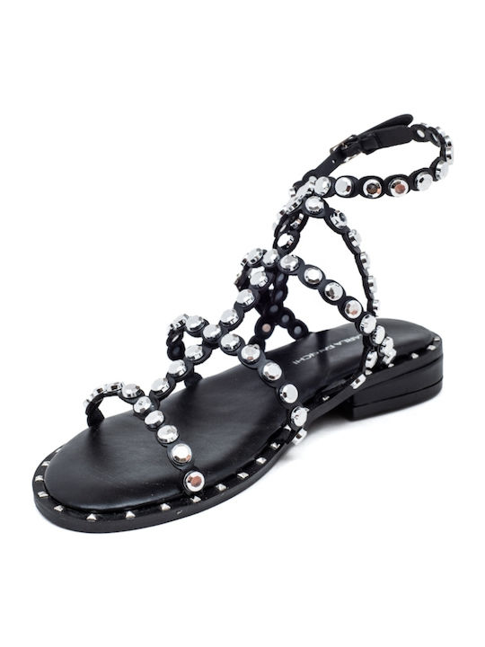 Flache Sandalen für Damen in Schwarz Farbe