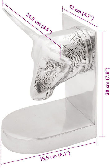 Metallic Bookend in Silver Color 2pcs 15.5x20x21.5cm