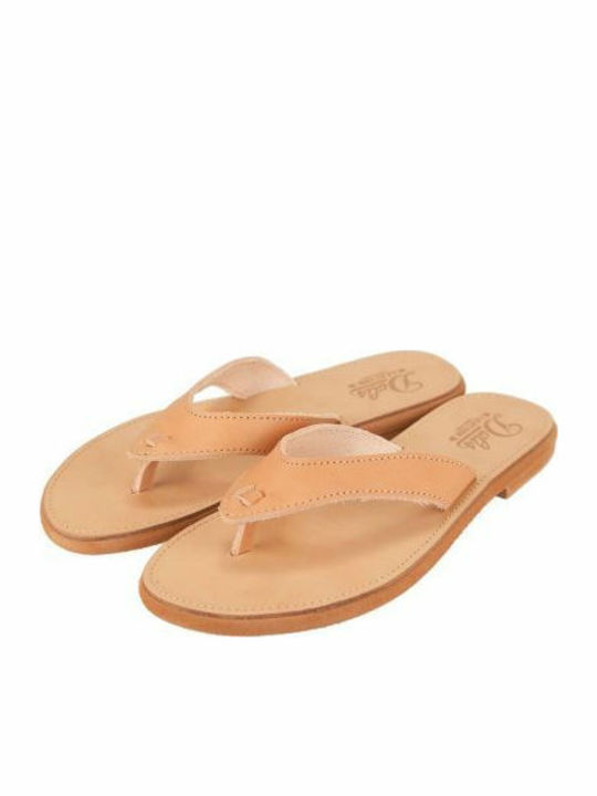 Leder Flache Sandalen für Damen in Beige Farbe