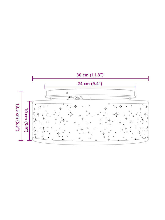 vidaXL Ceiling Mount Light 30cm Brown with Socket E27