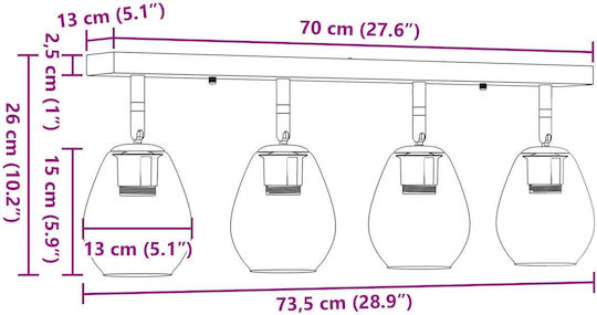 vidaXL Ceiling Mount Light 70cm Gray