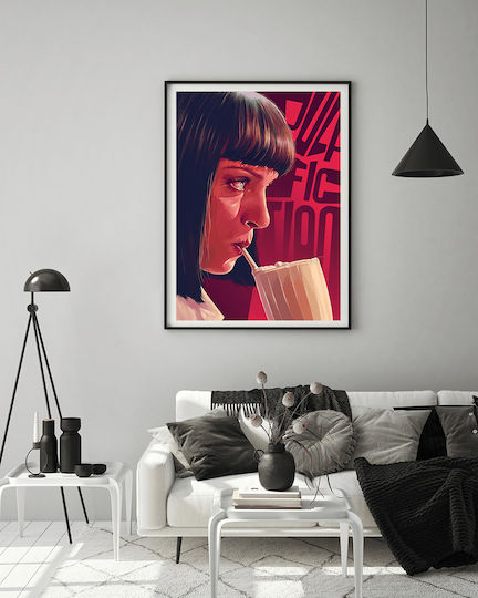 Poster Pulp Fiction Mia Wallace Mv007 30cm X 40cm Ramă Neagră Premium din Lemn