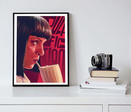 Poster Pulp Fiction Mia Wallace Mv007 30cm X 40cm Ramă Neagră Premium din Lemn