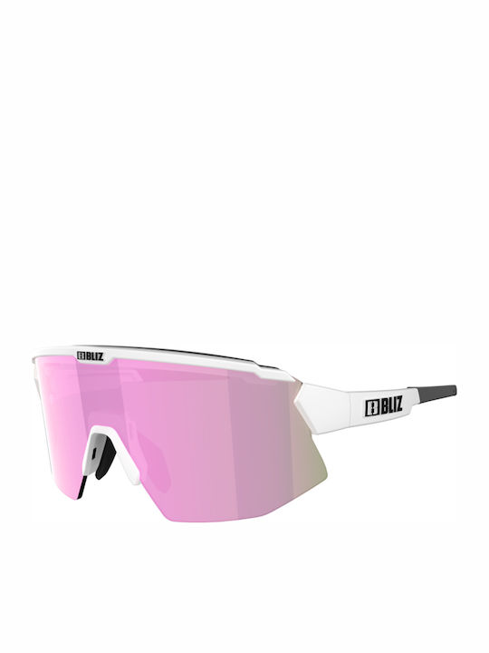 Bliz Breeze Unisex Sunglasses with White Plastic Frame and Purple Polarized Mirror Lens 52102-04