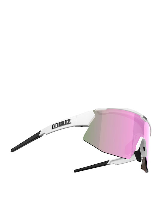 Bliz Breeze Unisex Sunglasses with White Plastic Frame and Purple Polarized Mirror Lens 52102-04