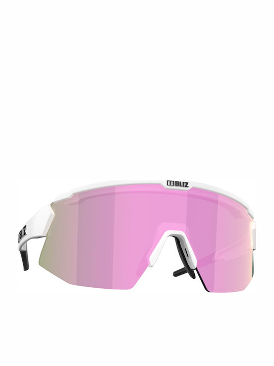 Bliz Breeze Unisex Sunglasses with White Plastic Frame and Purple Polarized Mirror Lens 52102-04