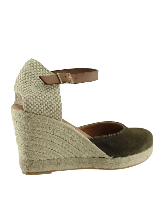 Women's Leather Platform Espadrilles Green
