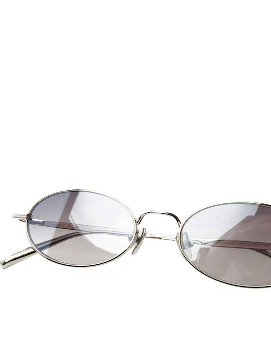Unisex Sunglasses with Silver Metal Frame and Light Blue Gradient Mirror Lens