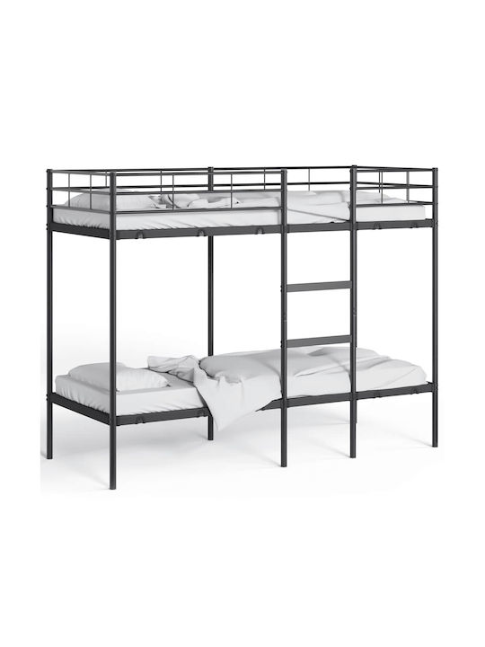Pat pentru Copii Cușeta Single Negru pentru Saltea 75x190cm