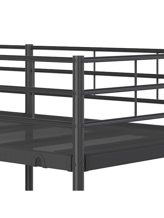 Pat pentru Copii Cușeta Single Negru pentru Saltea 75x190cm