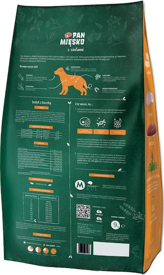 Pan Miesko 9kg Dry Food for Adult Dogs with Meat, Turkey and Duck