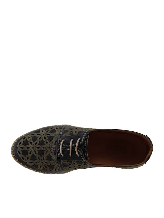 Δερμάτινα Γυναικεία Oxfords σε Μαύρο Χρώμα