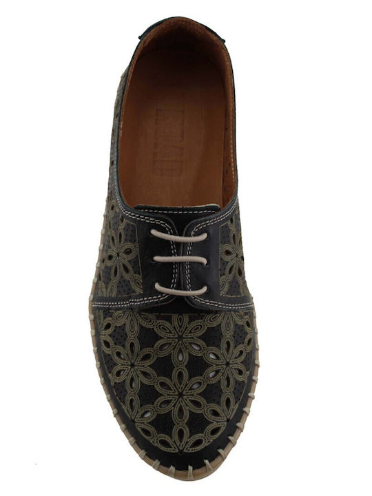 Δερμάτινα Γυναικεία Oxfords σε Μαύρο Χρώμα