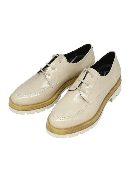 Damen Oxfords aus Lackleder in Beige Farbe