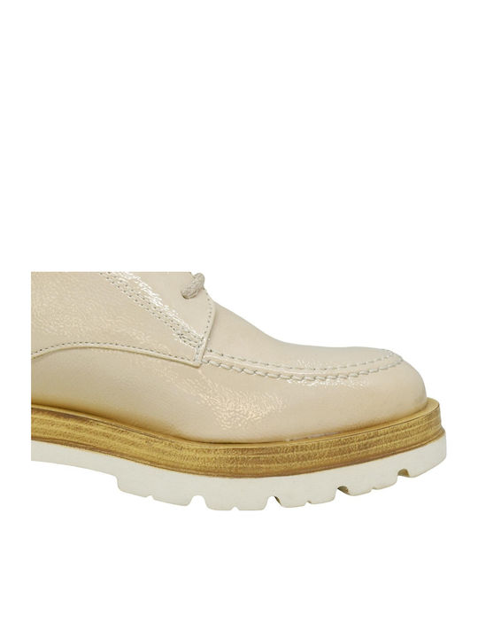 Damen Oxfords aus Lackleder in Beige Farbe