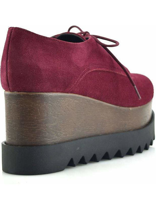 Women's Suede Derby Shoes Burgundy
