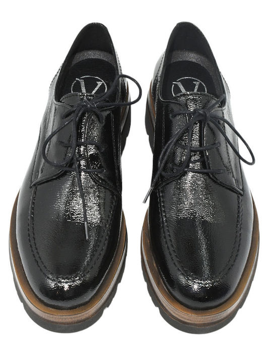 Women's Patent Leather Flatform Oxfords Black