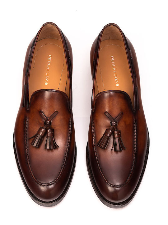 Leder Herren Mokassins in Tabac Braun Farbe