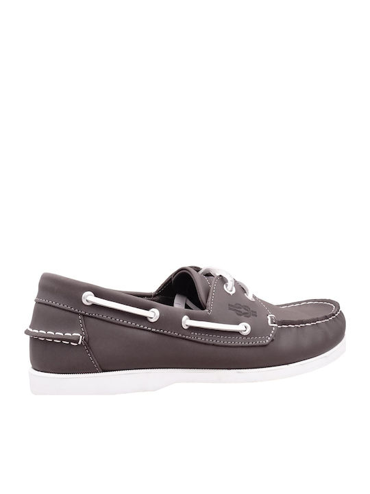 Men's Leather Boat Shoes Gray