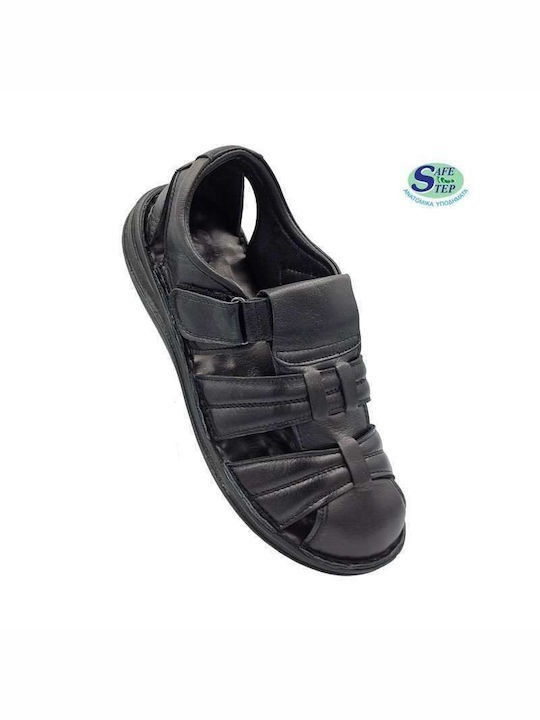 Leder Herrensandalen in Schwarz Farbe
