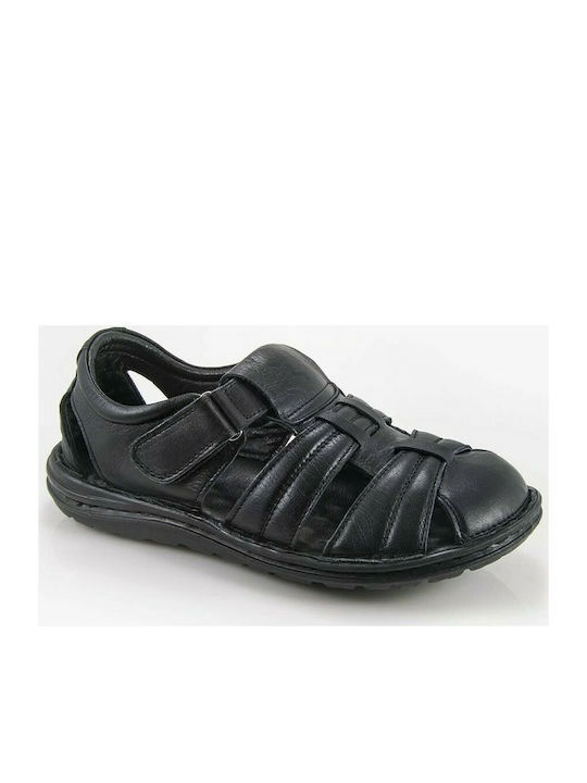 Leder Herrensandalen in Schwarz Farbe